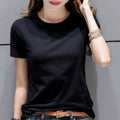 Women's Classic Basic Black Round Neck T-shirt